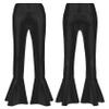 Jhaoyu Kids Girls Shiny Metallic Flared Bell Bottoms Jazz Dance Pants Ruffle Latin Hip Hop Performance Trousers Black 16 Years view 4