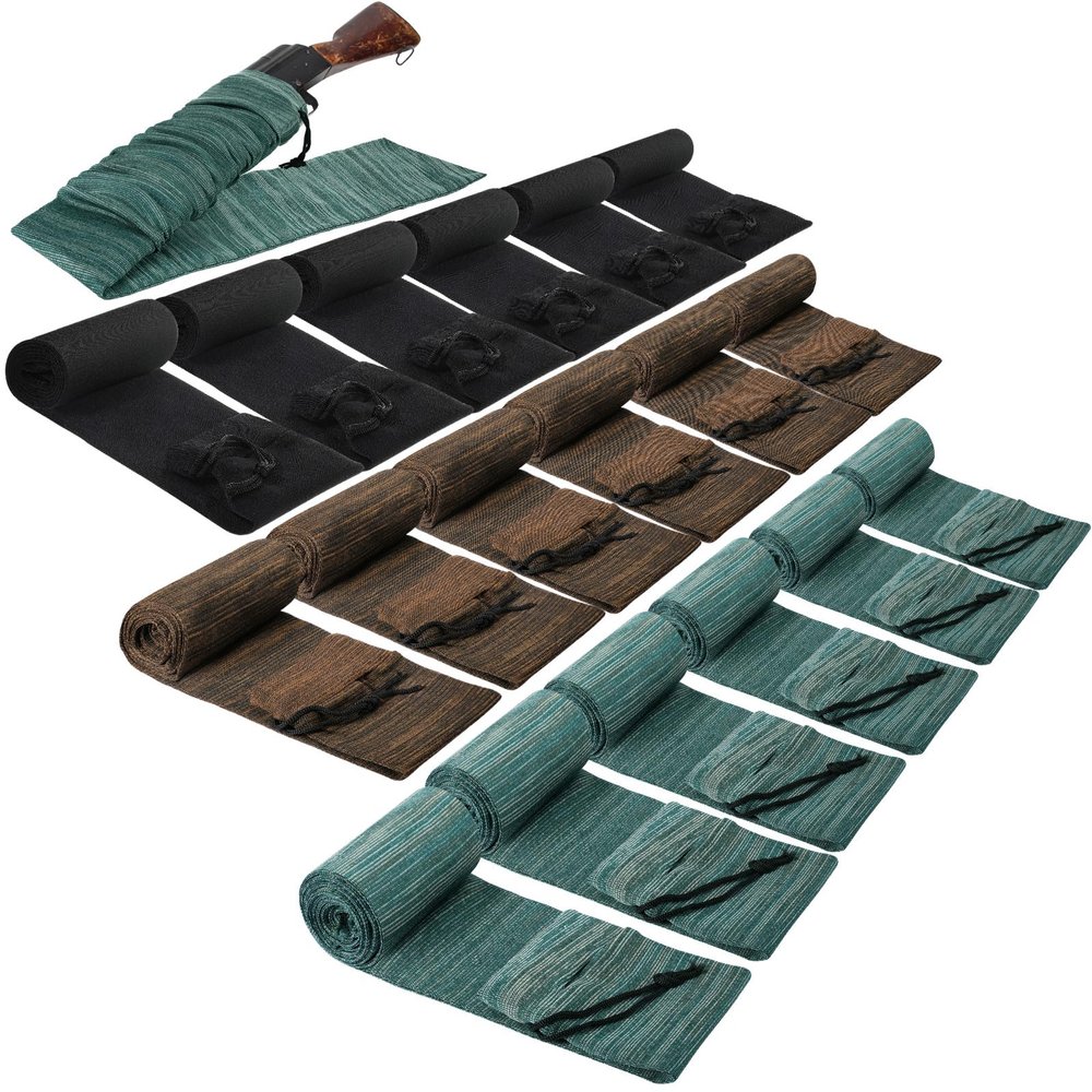 Treela 18 Pieces 54 Inch Silicone Gun Socks Anti Rust Thick Gun Sleeve Waterproof Fabric Knit Rifles Case with Drawstring Closure Storage Bulk Pack for Tactical Accessories(Dark Green, Brown, Black)