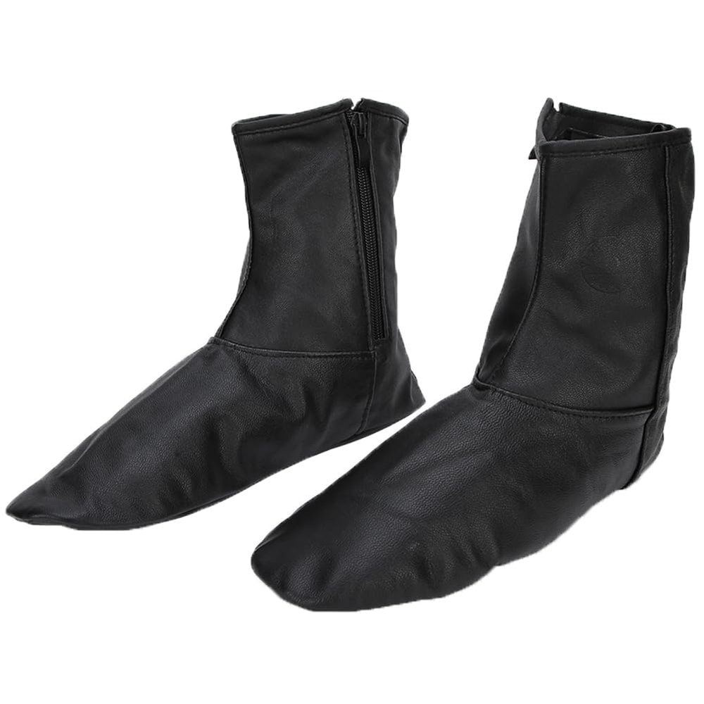 1Pair Muslim Leather Socks, Unisex Socks Zips Stockings, Islamic Thermal Prayer Winter Socks with Fleece Lined Sizes 35 to 45 (35-black)