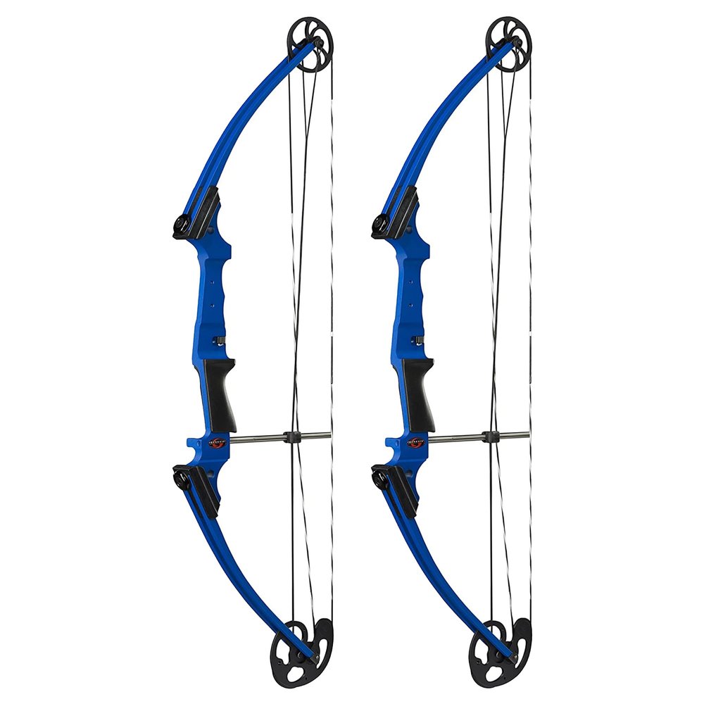 Genesis Archery 2 Pack Original Compound Bow with Adjustable Riser, 15"-30" Draw Length, 10-20 lb Draw Weight, Draw Hand - Left, Blue