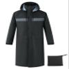Ubon Mens Long Rain Coat Waterproof with Hood, Lightweight Rain Jacket Spring Windbreaker for Travel and Hiking, Hi-vis Black XX-Large view 1