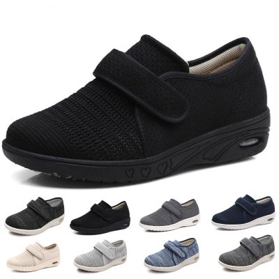 bumuam Lightweight Walking Sneakers,Extra Wide Widths Walking Edema Sneakers Adjustable Strap Easy On/Off with 3 Pairs Insoles Replacement Men 4/Women 5
