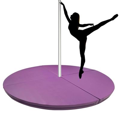 Pole Mats for Floor Round, 3ft/3.5ft/4ft/4.5ft/5ft/5.5ft/6ft/6.5ft Folding Portable Pole Dance Crash Mat Circular, Yoga Exercise Mats Dancing Cushion for Home/Studio, Purple ( Color : 120cm/4ft/47in ,