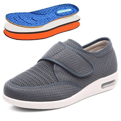 bumuam Diabetic Shoes for Elderly Men,Extra Wide Slip-on Shoes for Swollen Feet Adjustable Walking Shoes for Elderly Foot Pain Relief Men 8/Women 9