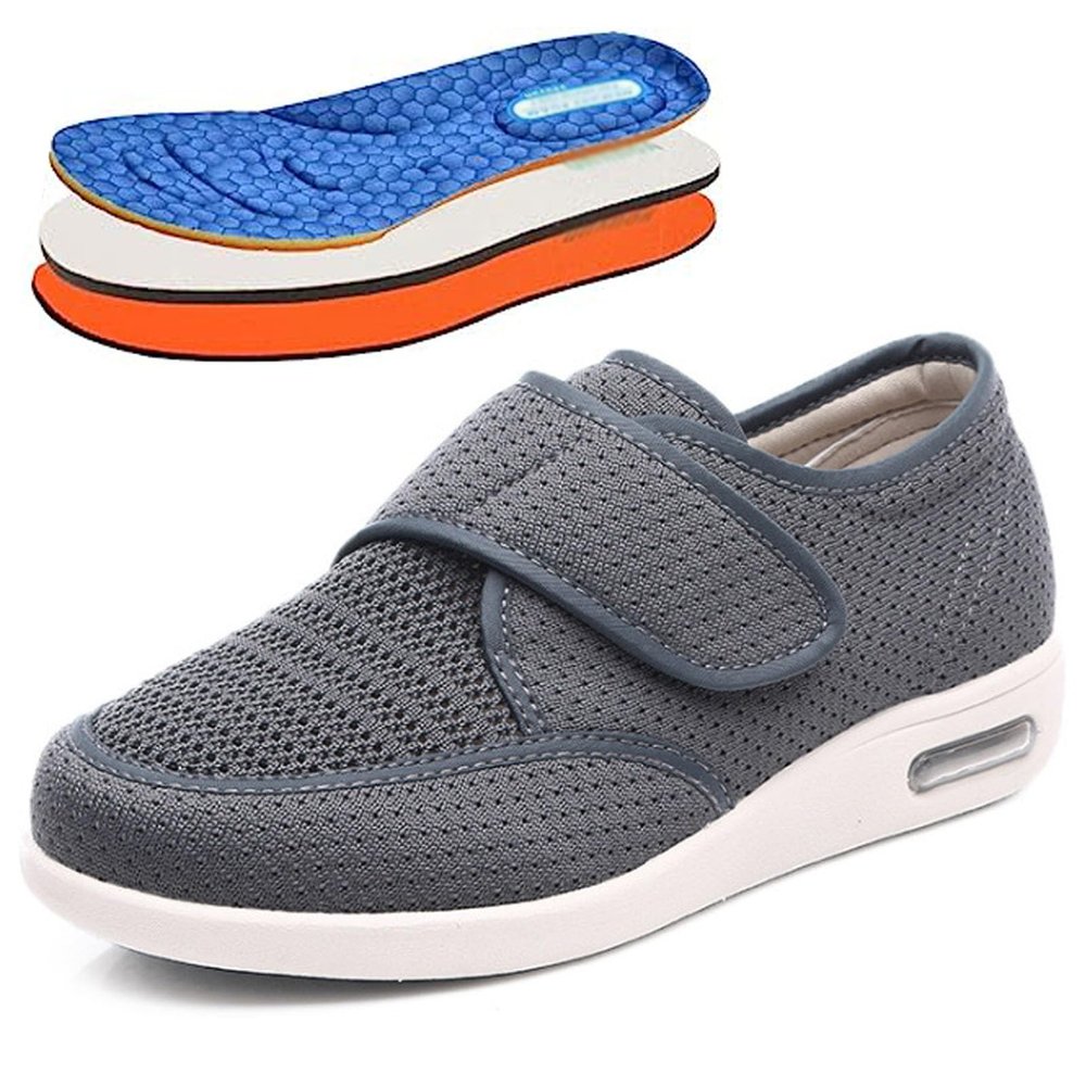 bumuam Diabetic Shoes for Elderly Men,Extra Wide Slip-on Shoes for Swollen Feet Adjustable Walking Shoes for Elderly Foot Pain Relief Men 8/Women 9