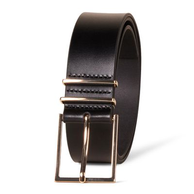 Amazon Essentials Women's Leather Refined Buckle Dress Belt, Black, 3X