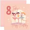 Old English Co. Eighth Birthday Card for Girls - Happy 8th Birthday - Age 8 - Eight Years Old - Cute Ballerina Princess Themed Birthday Card for Daughter, Niece, Granddaughter, Goddaughter view 1