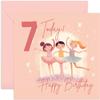Old English Co. Seventh Birthday Card for Girls - Happy 7th Birthday - Age 7 - Seven Years Old - Cute Ballerina Princess Themed Birthday Card for Daughter, Niece, Granddaughter, Goddaughter view 1