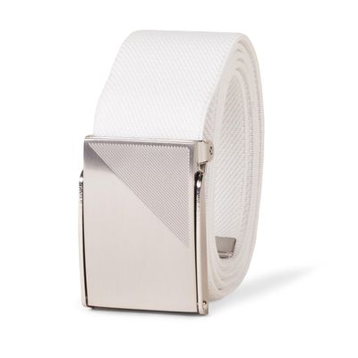 Amazon Essentials Men's Sport Web Golf Belt, White, Small