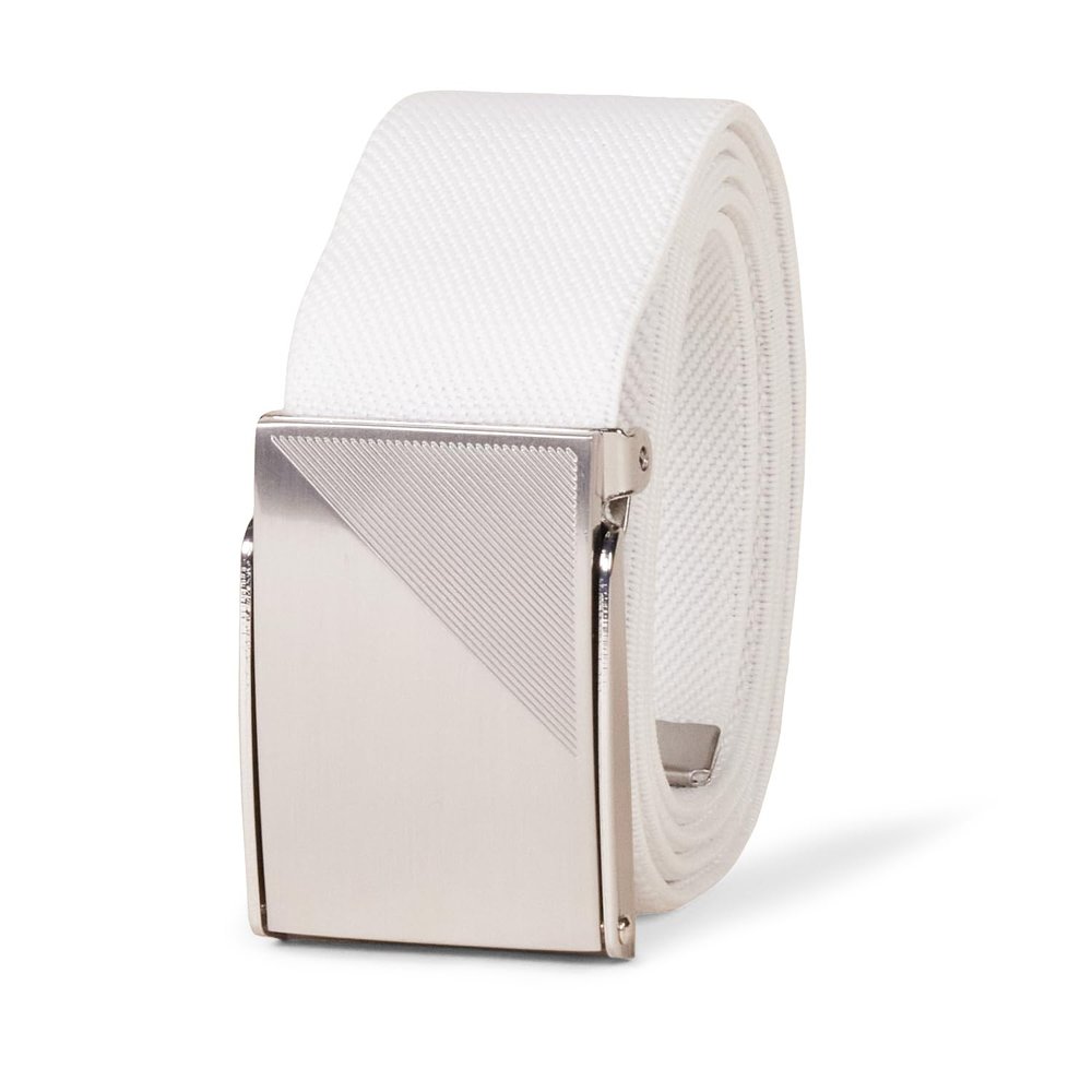 Amazon Essentials Men's Sport Web Golf Belt, White, Small