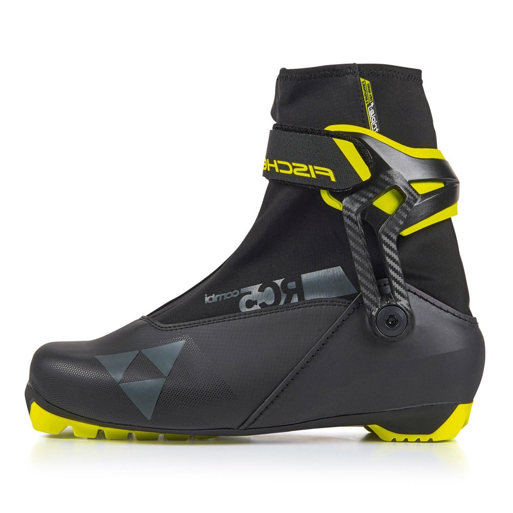 Fischer RC5 Combi Mens Cross Country Race Ski Boots, Black/Yellow, 44