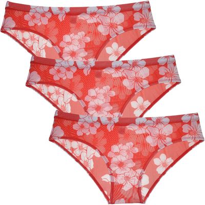 Botmois Men's Printed Mesh Briefs Underwear See Through Triangle Underwear Breathable Underpants Flat Pouch Sheer Lingeries 3-Pack(Wintersweet) XL