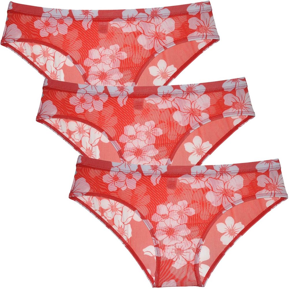 Botmois Men's Printed Mesh Briefs Underwear See Through Triangle Underwear Breathable Underpants Flat Pouch Sheer Lingeries 3-Pack(Wintersweet) XL