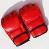 Half Finger Boxing Gloves for Unisex, Red MMA Gloves with Open Palms for Fighting Training, Kickboxing Gloves for All Skill Levels view 2
