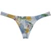 Botmois Men Printed Mesh Classical Thong Underwear Breathable T-back C-Thru Underpants Bulge Pouch Tangas Male Sheer Lingerie Plam M view 1