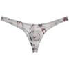 Botmois Men's Sheer Printed Mesh Bikini Thong Underwear Breathable T-back See-through Underpants Pouch Tangas Male Lingeries White Cat XL view 1