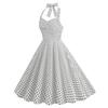 1950s Dresses for Women Retro Checkered Dress, 1950s Halter Retro Cocktaprom Dresses for Women Adult Tea Party Halloween Dress Up 50s Pin Up Dress Doll Dance Photoshoot Costume White XXL view 2
