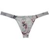 Botmois Men Printed Mesh Classical Thong Underwear Breathable T-back C-Thru Underpants Bulge Pouch Tangas Male Sheer Lingerie White Cat M view 1