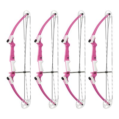 Genesis Archery 4 Pack Original Compound Bow with Adjustable Riser, 15"-30" Draw Length, 10-20 lb Draw Weight, Draw Hand - Right, Pink