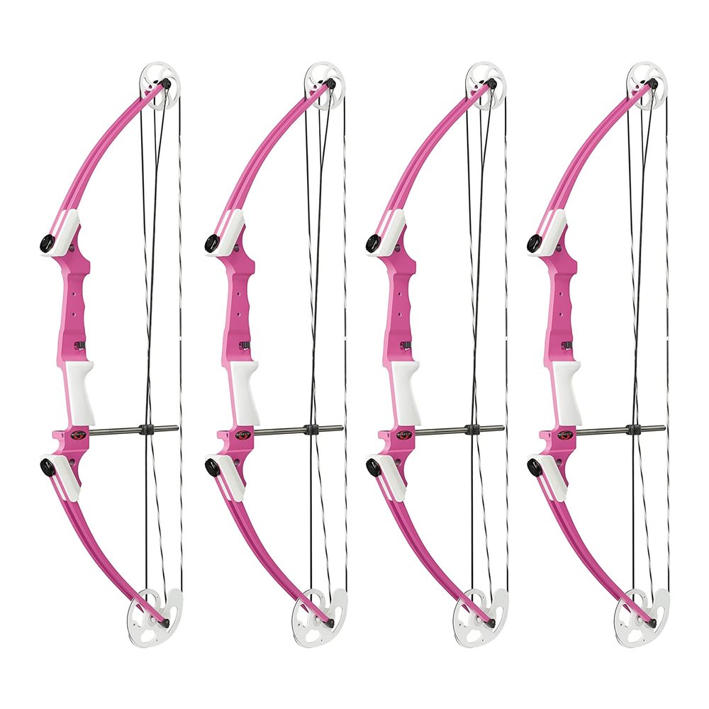 Genesis Archery 4 Pack Original Compound Bow with Adjustable Riser, 15"-30" Draw Length, 10-20 lb Draw Weight, Draw Hand - Right, Pink