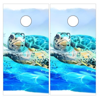Styubn Cornhole Board Wraps Beach Sea Turtles Cornhole Skins for Boards,Skin Decal Vinyl Wrap for Cornhole Game Board Bag Toss (2xpcs.)