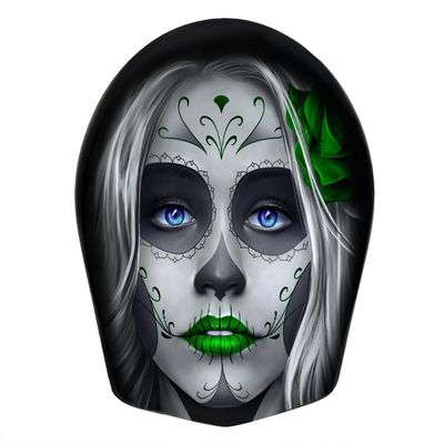 Custom Aluminum Cowbell Horn Cover for Harley Davidson - Sugar Skull Green (Matte, 1993+ Touring & Trike Models)
