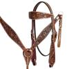 Western Headstall Breast Collar Reins Set Leather Hand Carved Tooled Equestrian Trail Horse Saddle Tack Set Full Cob Pony ST-HTS-012 (Cob) view 1