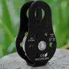 Qiilu Climbing Pulley, 26KN Aluminium Alloy Heavy Duty Single Swivel Rope Pulley Block for 12mm Rope (Black) view 3