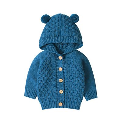 Hooded Girls Infant Baby Coat Warm Outwear Boy Knit Sweater Hooded Girl Girls Coat&Jacket New Born (Blue, 3-6 Months)