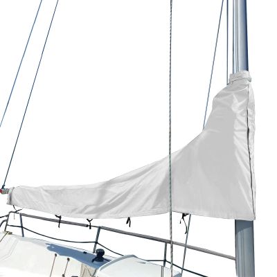 SavvyCraft Waterproof Mainsail Boom Cover, Heavy Duty 600D Sailboat Mainsail Cover UV Protection Weather-Resistant, Boom Length 10'-11' White