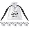 TopTie Custom 50 PCS Silk Satin Gift Bag with Drawstring, Jewelry Pouch Bags Logo Printed Premium Cosmetic Bag, 3.2 X 4.3 Inches view 1