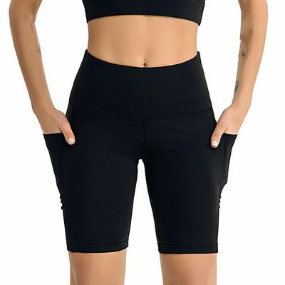 Boolavard Shorts for Women with Pockets High Waisted Tummy Control Workout Yoga Running Gym Short Pants (XL, Black)