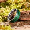 King Will Tungsten Wedding Band Promise Ring for Men 8mm Silver Domed Polished Ring with Green Wood Inlay Green Steel Wire 8.5 view 3