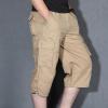 Men's 3/4 Capri Pants Below Knee Hiking Cargo Long Shorts Elastic Waited Relaxed Fit Twill Cotton Casual Work Shorts Pantalones Cargo Pantalones Hombre Montaa Khaki view 3