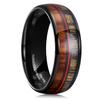 King Will Tungsten Wedding Band Promise Ring for Men 8mm Black Domed Polished Ring with Brown Zebra Wood Koa Wood Inlay Black Steel Wire 7 view 1