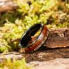 King Will Tungsten Wedding Band Promise Ring for Men 8mm Black Domed Polished Ring with Brown Zebra Wood Koa Wood Inlay Black Steel Wire 7 view 2