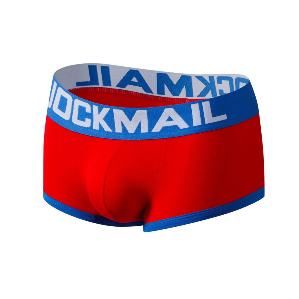 JOCKMAIL Men's Cotton Boxer Underwear Jockstrap Bottomless Mens Backless Trunks Brief Shorts (XXL, 404-Red)