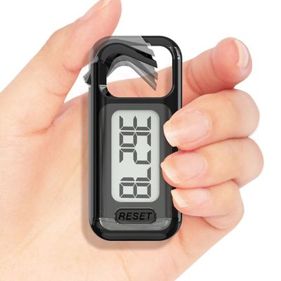Simple 3D Step Counter, Walking Pedometer, Steps Tracker with Neck Lanyard/Carabiner for Men Women Teens Adults Seniors (Square- Black)