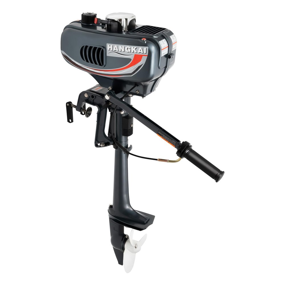 MuChaIOAK HANGKAI Outboard Motor, 3.5HP 2-Stroke Gas Powered Outboard Motor Fishing Small Boat Engine with CDI Water Cooling System, 1.3L Internal Fuel Tank for Fishing Outdoor Adventure Aquaculture