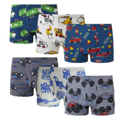 Family Feeling 6 Packs Trucks Little Boys' Cotton Boxer Brief Underwear Size 5