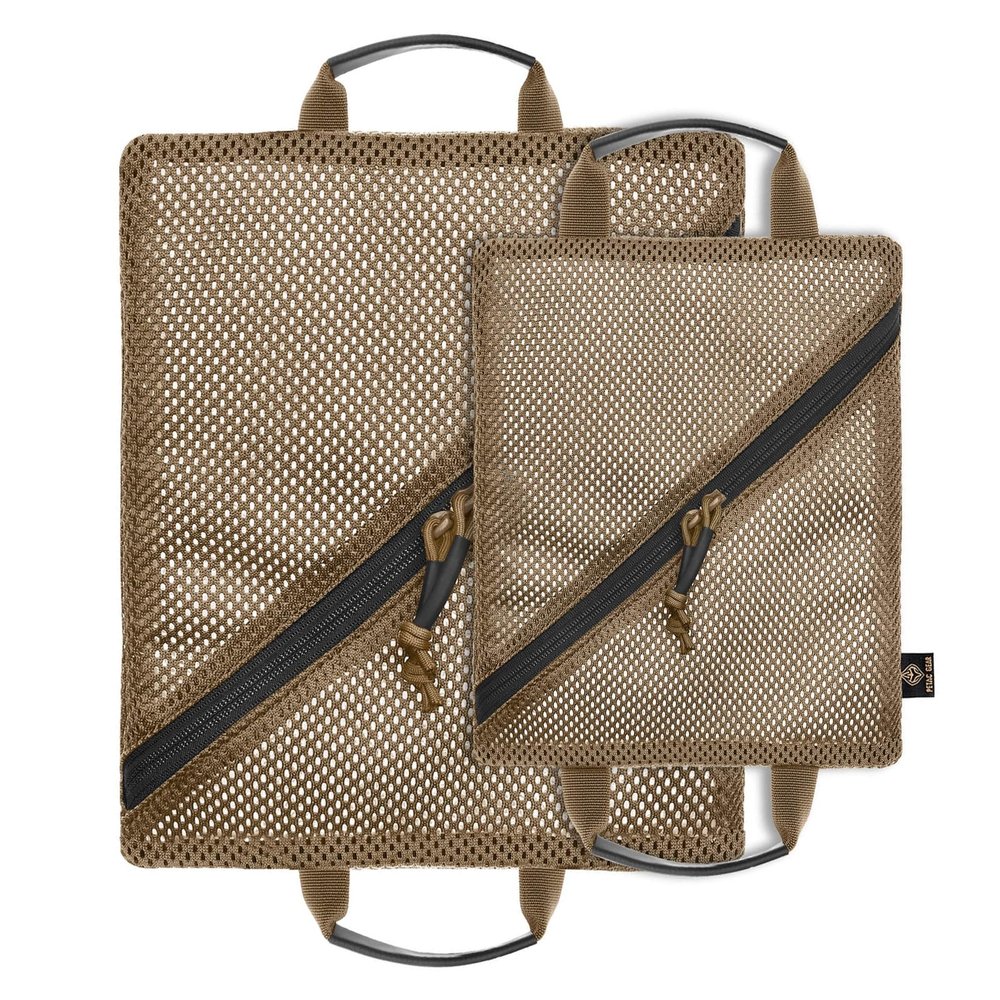 PETAC GEAR Tactical Storage Mesh Pouch Set,Insert Modular Utility Admin Pockets,Travel Organizer EDC Bag (Coyote Brown-BK)