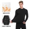 Cagola Men's Thermal Shirts with Thumb Loops Fleece Lined Long Sleeves Mid Weight Crew Neck Base Layer Tops Winter Workout Keep Warm Black XXL view 4