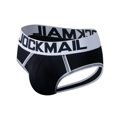 JOCKMAIL Men's Cotton Boxer Underwear Jockstrap Bottomless Mens Backless Trunks Brief Shorts (XXL, 338Black)