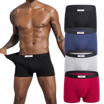 feichan ashion Men's Support Pouch Short boxer sports Moisture Wicking Cotton Underwear bulge enhancing Men Boxer Briefs (L)