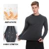 Cagola Men's Thermal Shirts with Thumb Loops Fleece Lined Long Sleeves Mid Weight Crew Neck Base Layer Tops Winter Workout Keep Warm Dark Grey S view 4