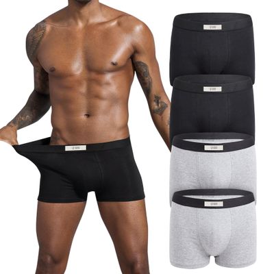 feichan ashion Men's Cotton Underwear,Winter Thickening Thermal Boxer Briefs for MenSupport Pouch Short Pants for man (L, 2*Black 2*Grey)