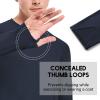Cagola Men's Thermal Shirts with Thumb Loops Fleece Lined Long Sleeves Mid Weight Crew Neck Base Layer Tops Winter Workout Keep Warm Navy XXL view 3