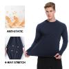 Cagola Men's Thermal Shirts with Thumb Loops Fleece Lined Long Sleeves Mid Weight Crew Neck Base Layer Tops Winter Workout Keep Warm Navy XXL view 4