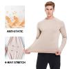 Cagola Men's Fleece Lined Long Sleeve T Shirts Mid-Weight Thermal Crewneck Underwear Pullover Warm Base Layer Tops for Cold Weather Khaki 3XL view 4