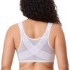 DELIMIRA Women's Front Closure Bras Posture Full Coverage Plus Size Underwire Unlined Back Support Plunge Seamless Bra B-H Cups White 38H view 2